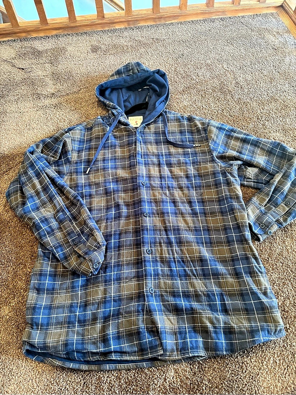 Redhead  Plaid Hooded Jacket in Blue & Gray